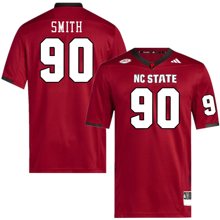 Men #90 Collin Smith NC State Wolfpack College Football Jerseys Stitched-Red